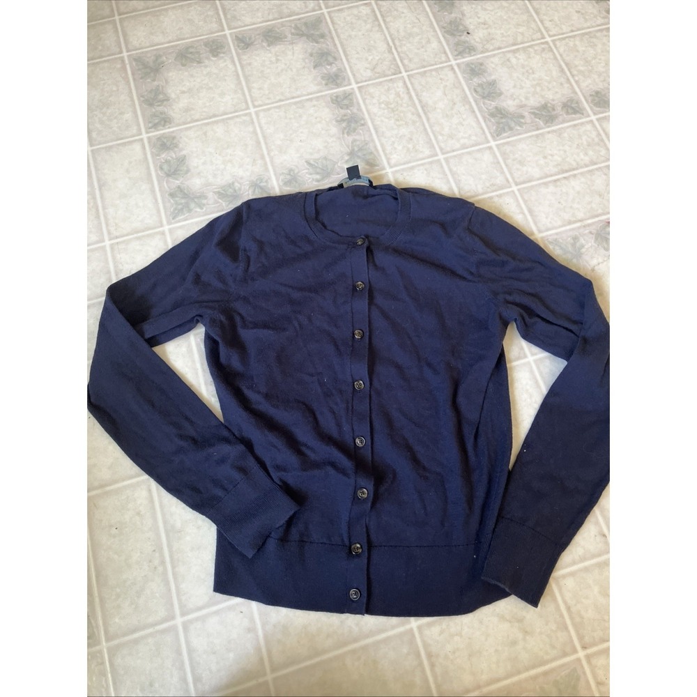 Ann Taylor Cardigan Cotton Sweater Navy Blue Sz Small Cotton blend Andy Sachs